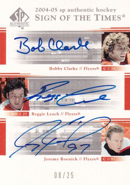 AUTO karta CLARKE/LEACH/ROENICK 04-05 SP Authentic Sign of the Times /25